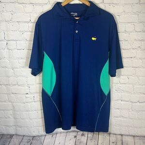 Masters Tech Mens Large Blue Golf Polo Short Sleeve Stretch Performance Shirt